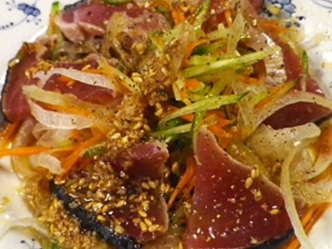 鰹たたきの中華風サラダ